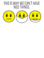 Three emoji displaying mask fails: no mask, mask worn under the nose, and mask worn under the chin